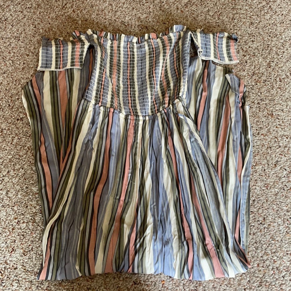 Stripes jumpsuit with slit on leg